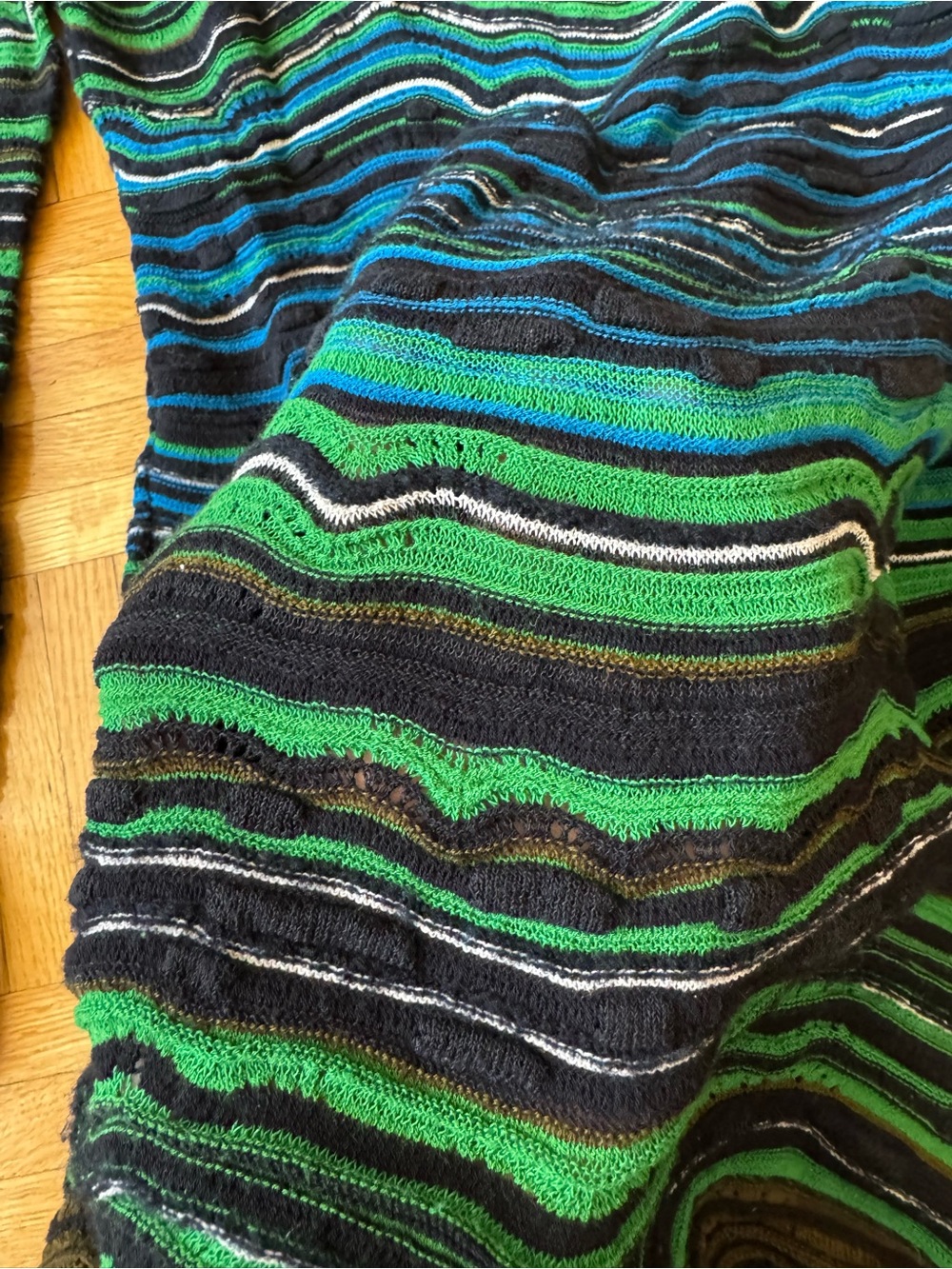 Missoni Green and Blue Striped Long-Sleeve Midi Dress - Picture 5 of 7